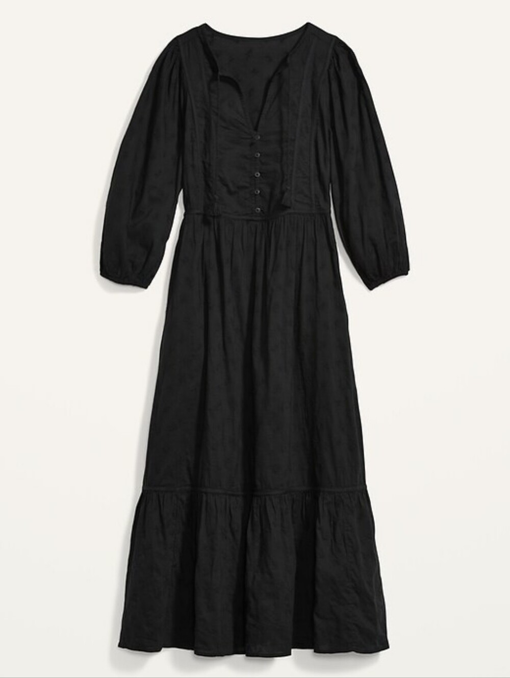 Tie-Neck 3/4-Sleeve All-Day Maxi Swing Dress - X Small